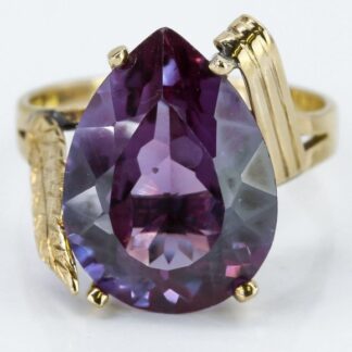 Vintage 12K Yellow Gold Simulated Amethyst Birthstone Ring