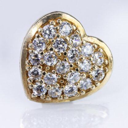 10K Yellow Gold Pavé Cubic Zirconia Heart Earrings - Image 2