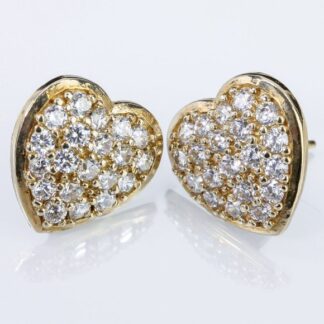 10K Yellow Gold Pavé Cubic Zirconia Heart Earrings