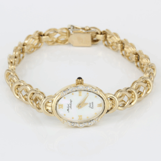 14k Yellow Gold Michael Anthony Diamond & Sapphire Braided Band Watch