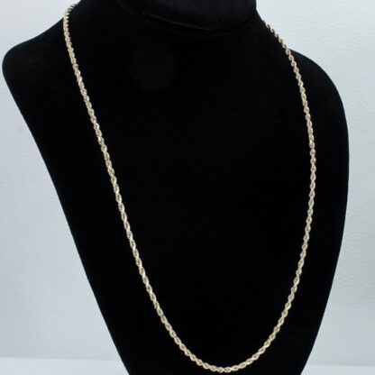 14k Yellow Gold Rope Chain Necklace 24" - Image 3