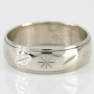 14k White Gold Etched Band Ring