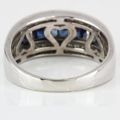14k White Gold Diamond and Sapphire Anniversary Ring - Image 5