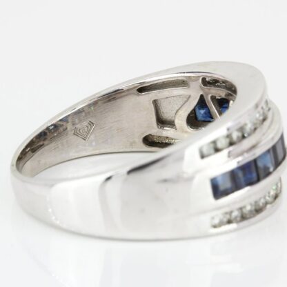 14k White Gold Diamond and Sapphire Anniversary Ring - Image 6