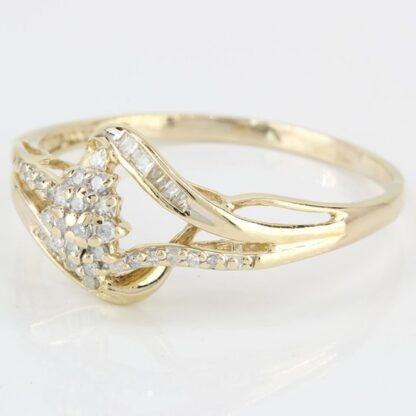 10K Yellow Gold Ladies Diamond Cluster Ring - Image 2