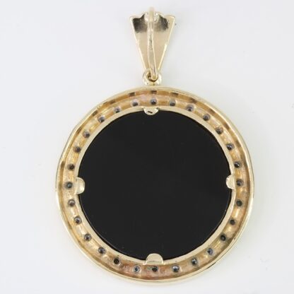14k Yellow Gold Onyx & Diamond Rock of Gibraltar Pendant - Image 2