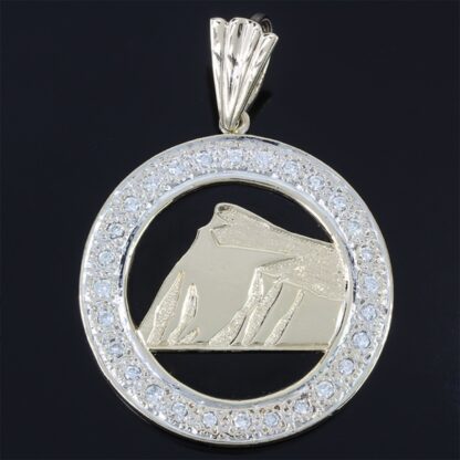 14k Yellow Gold Onyx & Diamond Rock of Gibraltar Pendant - Image 4