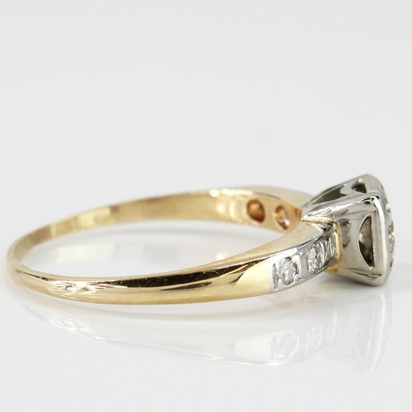 14k Yellow Gold Vintage Diamond Engagement Ring - Image 3