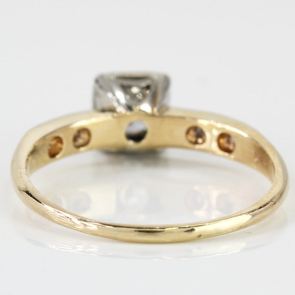 14k Yellow Gold Vintage Diamond Engagement Ring - Image 4