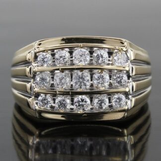Vintage 10k Two-Tone Men's Cubic Zirconia Ring