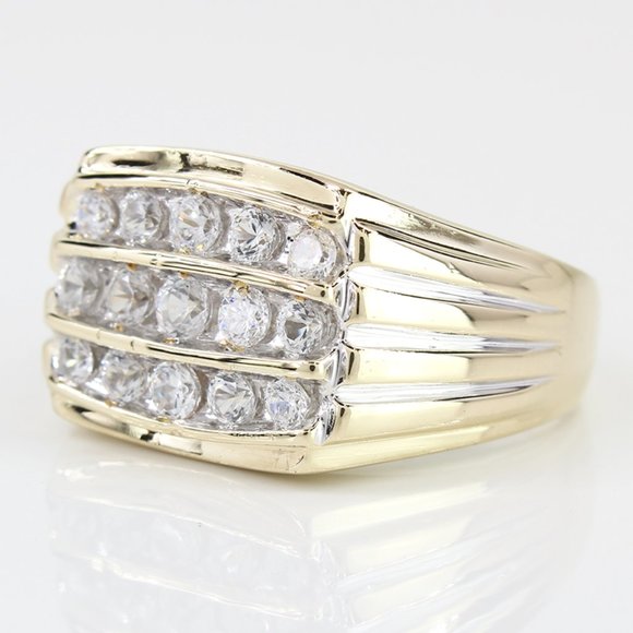 Vintage 10k Two-Tone Men's Cubic Zirconia Ring - Image 5