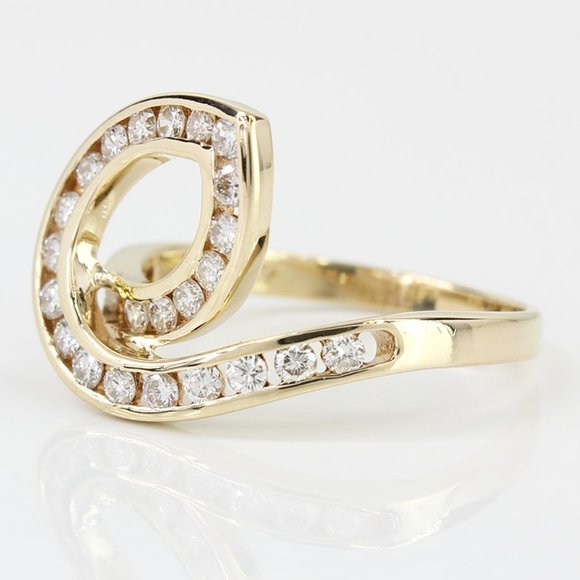 14k Yellow Gold Diamond Loop Ring - Image 3