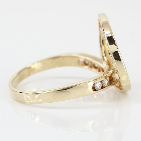 14k Yellow Gold Diamond Loop Ring - Image 4