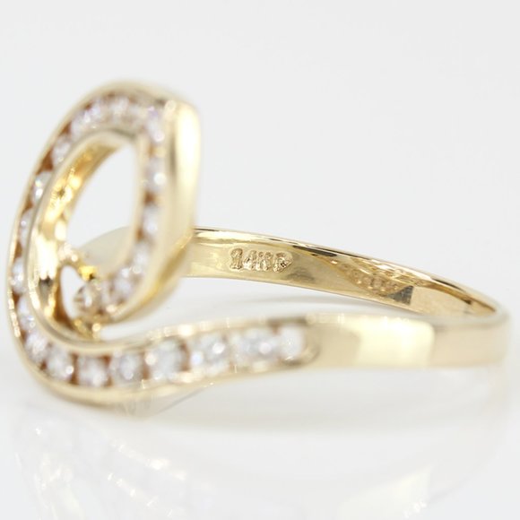 14k Yellow Gold Diamond Loop Ring - Image 6
