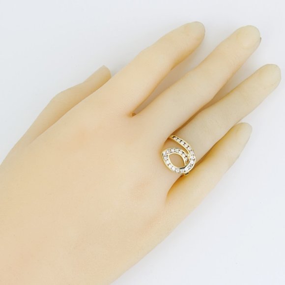 14k Yellow Gold Diamond Loop Ring - Image 7
