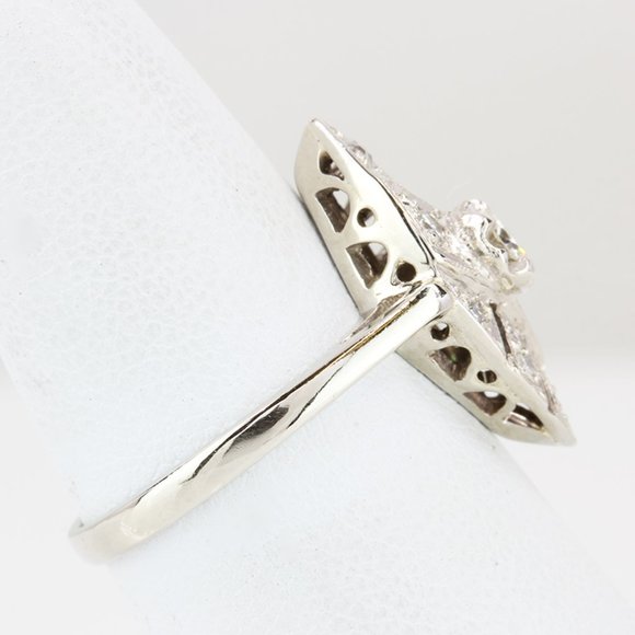 14K White Gold Art Deco Diamond Cocktail Ring - Image 3