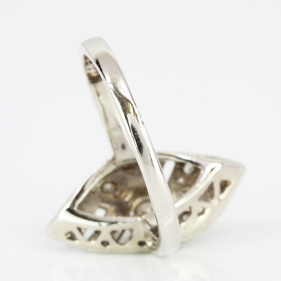 14K White Gold Art Deco Diamond Cocktail Ring - Image 4