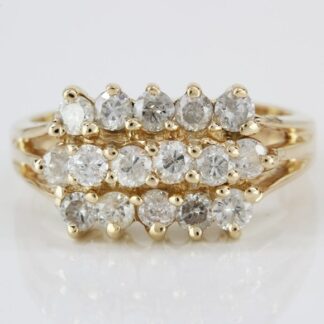 14K Yellow Gold 3-Tier Diamond Band Ring