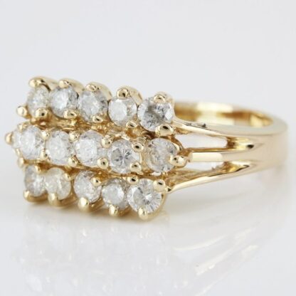 14K Yellow Gold 3-Tier Diamond Band Ring - Image 4