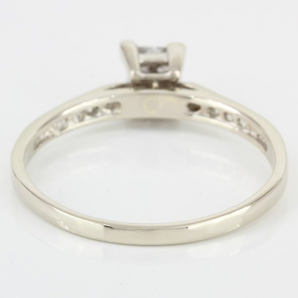 14K White Gold Princess Cut & Round Diamond Anniversary Engagement Ring - Image 5