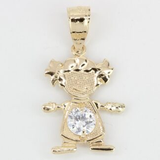 14k Yellow Gold CZ Little Girl Pendant