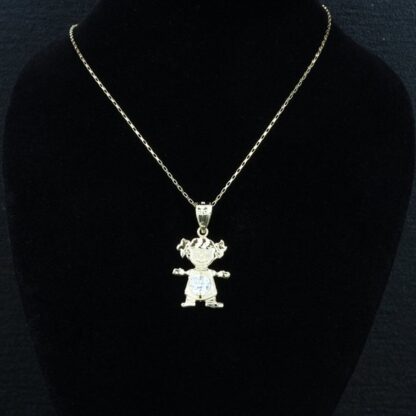 14k Yellow Gold CZ Little Girl Pendant - Image 3