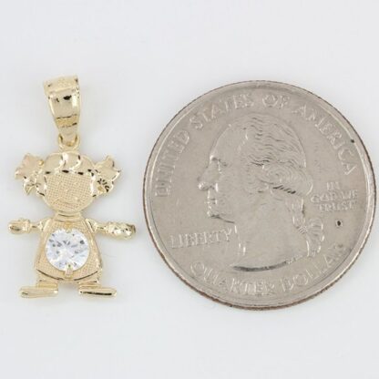 14k Yellow Gold CZ Little Girl Pendant - Image 5