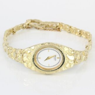 Vintage 14K Yellow Gold Seiko Nugget Style Ladies Bracelet Watch