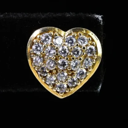 10k Yellow Gold & Pavé CZ Cubic Zirconia Heart Hearts Earrings - Image 5
