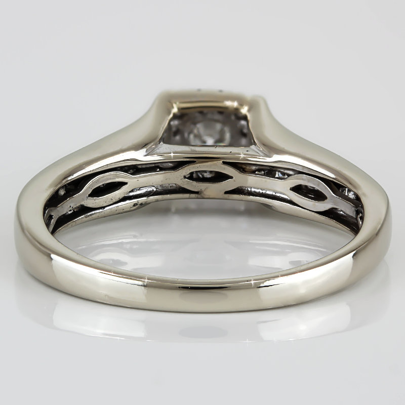 14K White Gold Diamond Halo Band Engagement Anniversary Ring Elegant Design Gift - Image 4