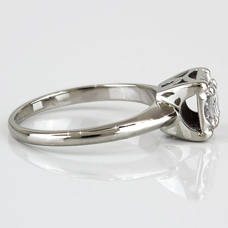 Vintage c.1950 Diamond Wedding Engagement Ring 14K White Gold Mid-Century Retro - Image 3