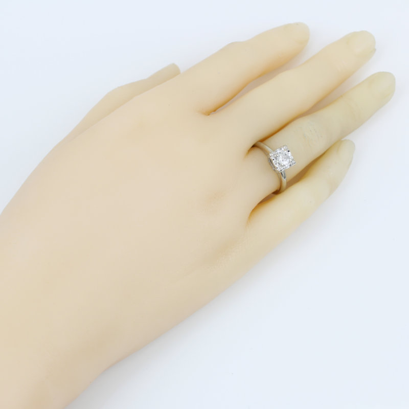 Vintage c.1950 Diamond Wedding Engagement Ring 14K White Gold Mid-Century Retro - Image 7