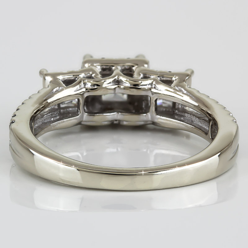 14K White Gold 3-Stone Princess Diamond Ring Round Accent Anniversary Cocktail - Image 4