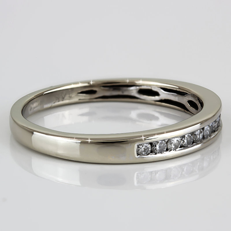 14K White Gold Diamond Wedding Band Anniversary Stackable Bridal Vintage Ring - Image 3