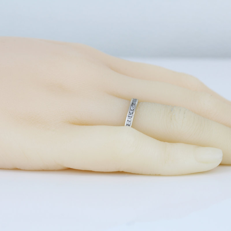 14K White Gold Diamond Wedding Band Anniversary Stackable Bridal Vintage Ring - Image 6