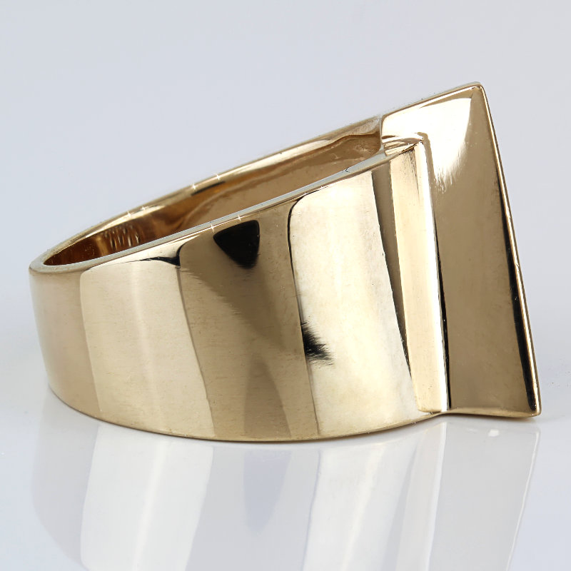 14K Yellow Gold Diamond Statement Ring Modernist Cocktail Anniversary Bold Gift - Image 3