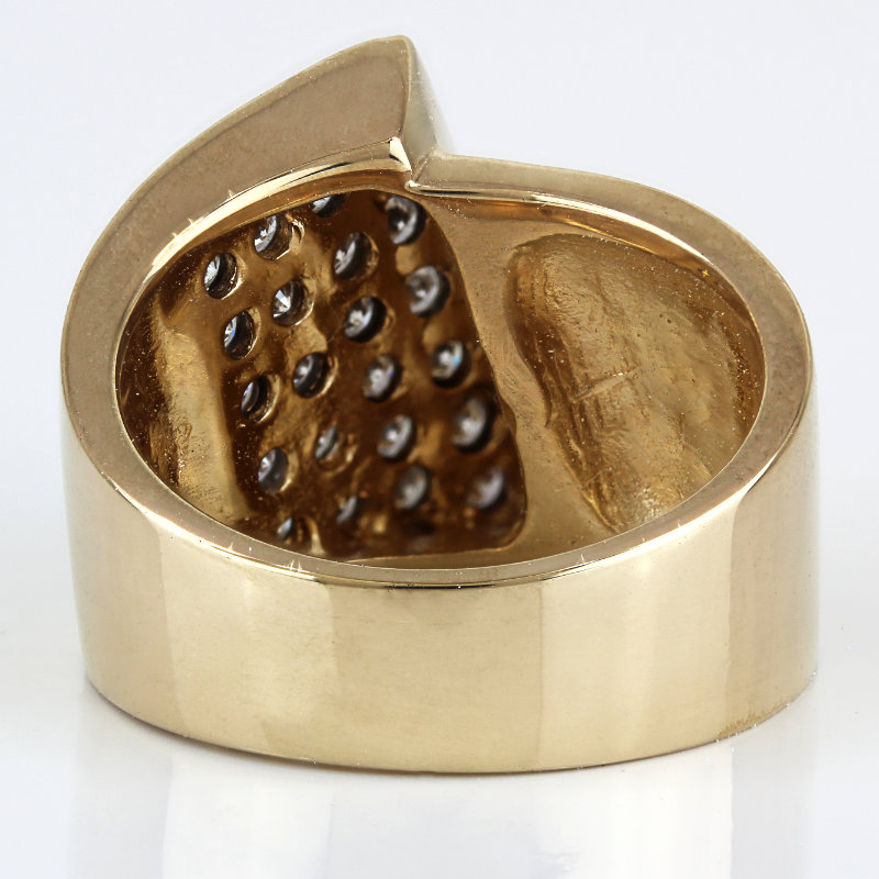 14K Yellow Gold Diamond Statement Ring Modernist Cocktail Anniversary Bold Gift - Image 4
