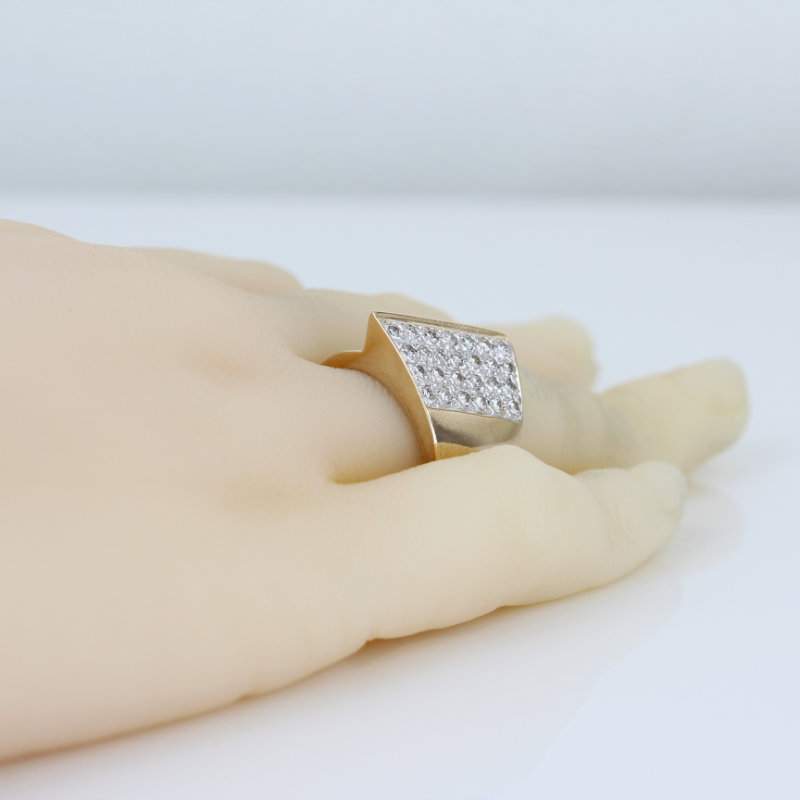 14K Yellow Gold Diamond Statement Ring Modernist Cocktail Anniversary Bold Gift - Image 8