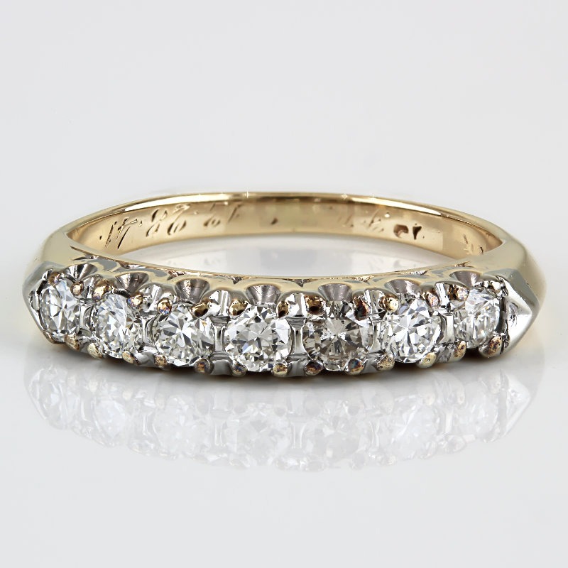 Vintage 1940s 14K Yellow Gold Diamond Wedding Ring Estate Bridal Art Deco Gift