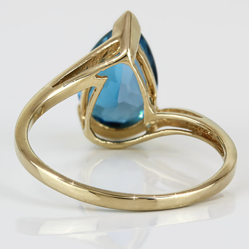 London Blue Topaz Solitaire Ring 10k Yellow Gold Sanur Cocktail Anniversary Gift - Image 4