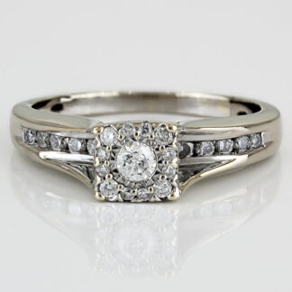 14K White Gold Diamond Halo Band Engagement Anniversary Ring Elegant Design Gift