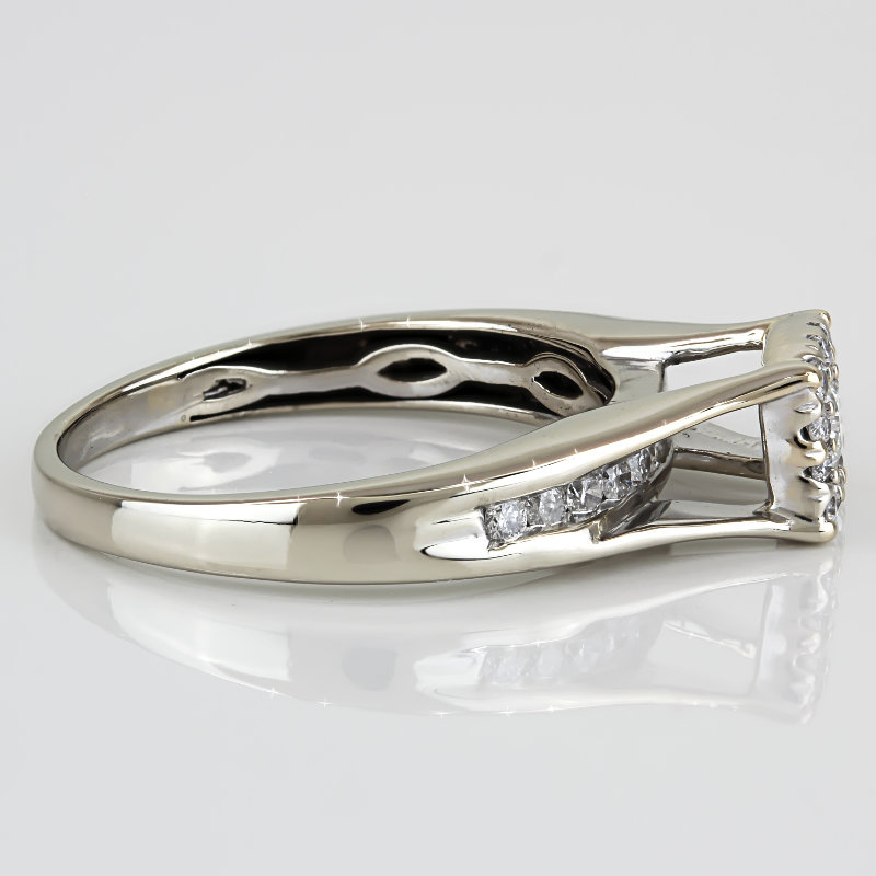 14K White Gold Diamond Halo Band Engagement Anniversary Ring Elegant Design Gift - Image 3