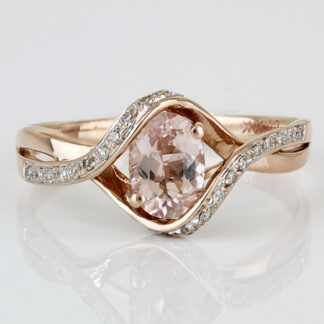 10K Rose Gold Oval Morganite & Diamonds Ring by Michelle Albala