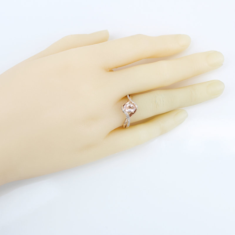10K Rose Gold Oval Morganite & Diamonds Ring by Michelle Albala - Image 6