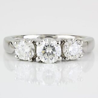 Platinum Three-Stone 1.40 Carat Diamond Anniversary Ring by Rosy Blue
