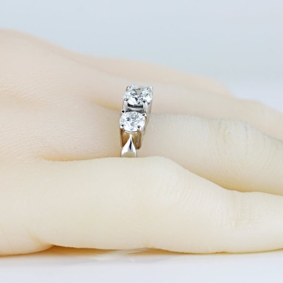 Platinum Three-Stone 1.40 Carat Diamond Anniversary Ring by Rosy Blue - Image 8