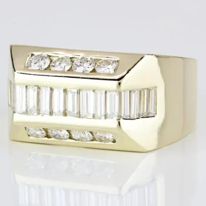 Vintage 14k Yellow Gold Baguette & Round Diamond Ring Anniversary Band ...