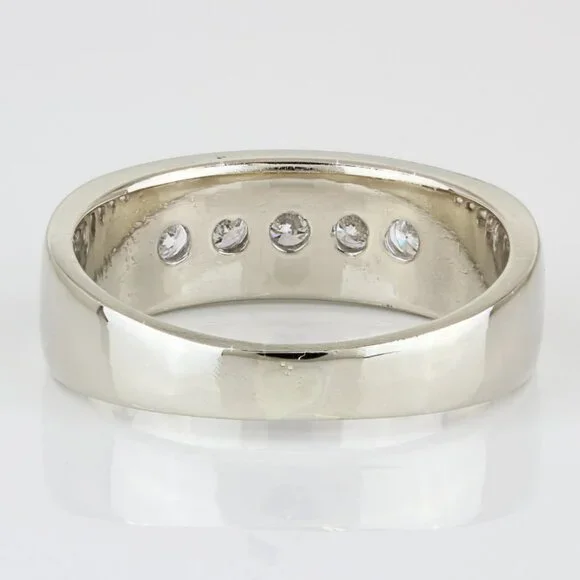 14k White Gold Half Carat Diamond Men's Wedding Band Anniversary Ring - Image 4