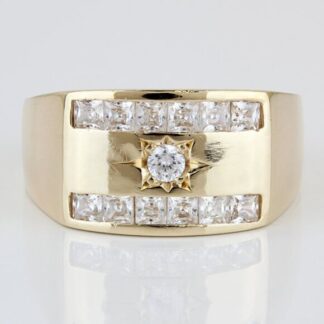 14k Yellow Gold Men's Cubic Zirconia CZ Star Ring