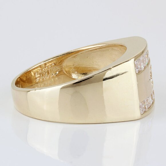 14k Yellow Gold Men's Cubic Zirconia CZ Star Ring - Image 3